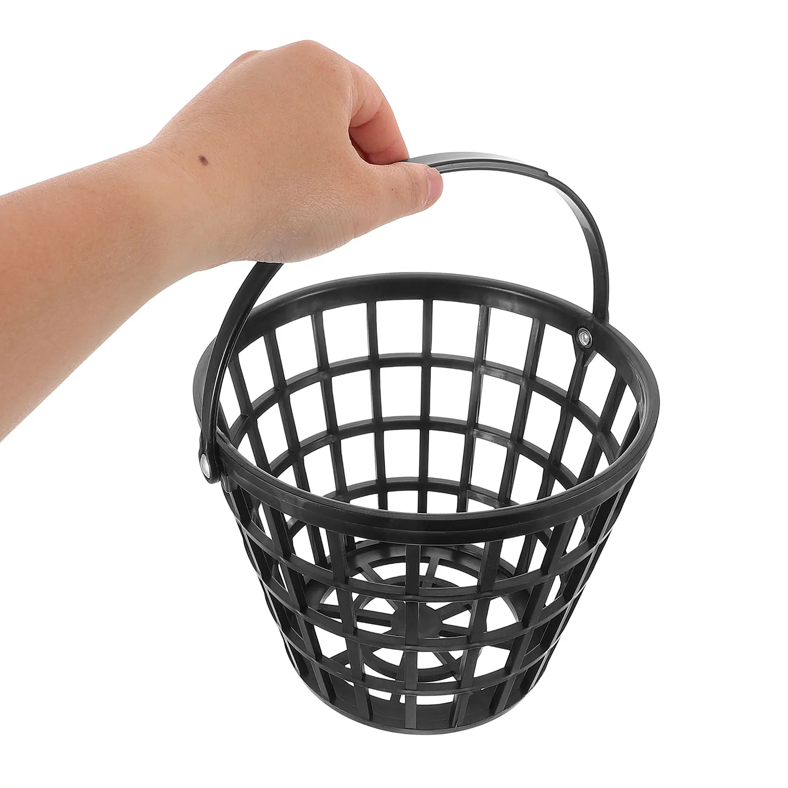 

1pc Basket Black Large Capacity Practice Bucket Sturdy Golf Ball Storage Buckets Handle Portable Golf Bag Organizer Storage