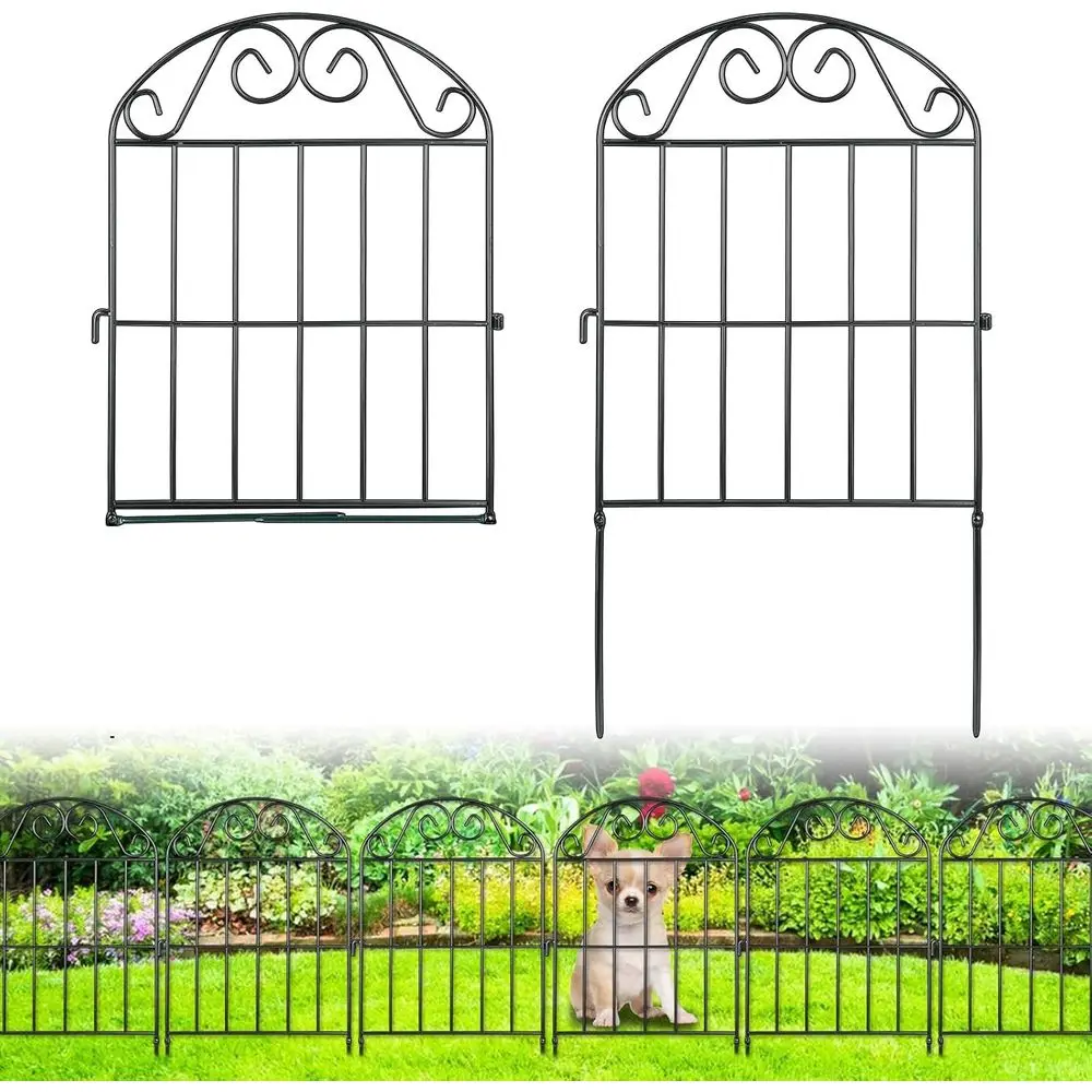 

24 Panels Collapsible Garden ence Animal Barrier,26 t(L) x 24 in(H) Black Rustproo Metal Wire Panel Border or Dogs Rabbits, lowe