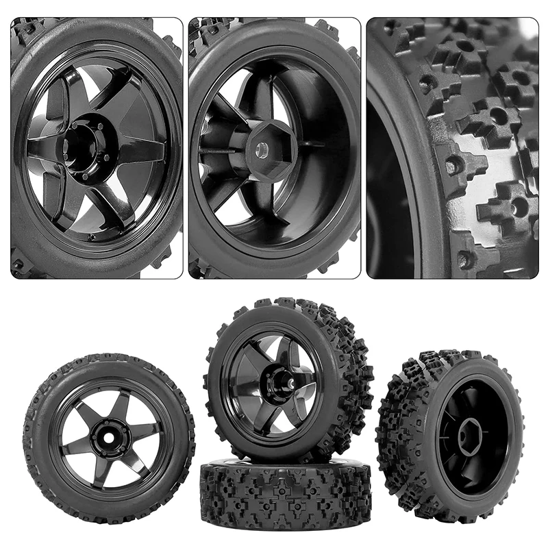 4PCS RC12mm Hex 1/12 1/14 1/16 1/18 RC Off Road Buggy Rally Wheels and Tires for Traxxas LaTrax Rally Wltoys 144001 124019 302e
