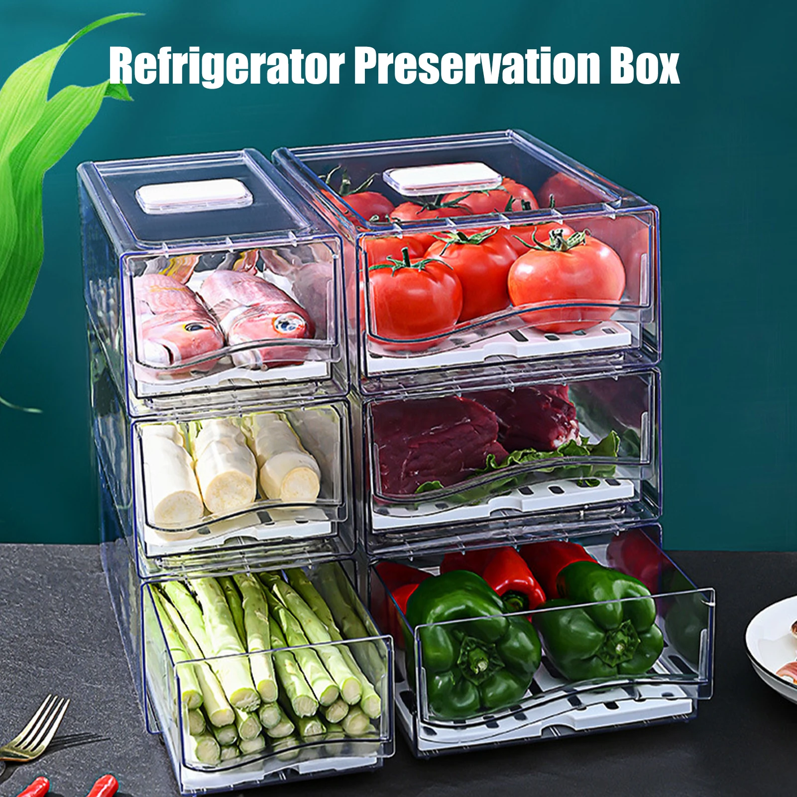 Refrigerator Organizer Bins Reusable Food Storage Containers Fridge Stackable Drawer Organizer In Home Kitchen Restaurant Tools