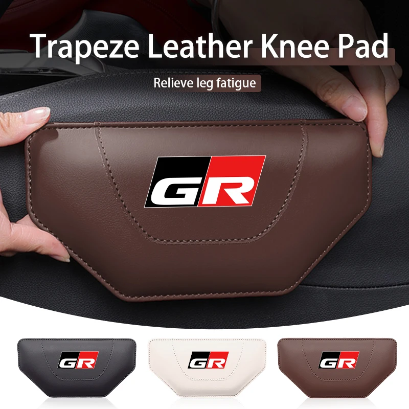 Car Leather Knee Pad Inside Knee Cushion Comfortable Leg Hold Accessories For Toyota GR Sport Gazoo Racing Yaris 86 Corolla