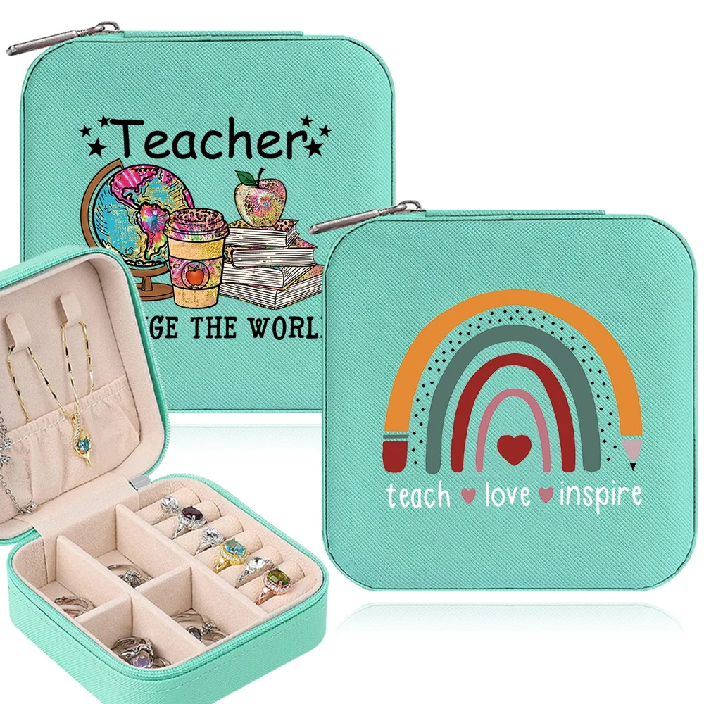 

Travel Jewelry Case Portable Jewelry Organizer Jewelry Storage Box Teacher Series Leather Storage Earrings Necklace Ring Boxes