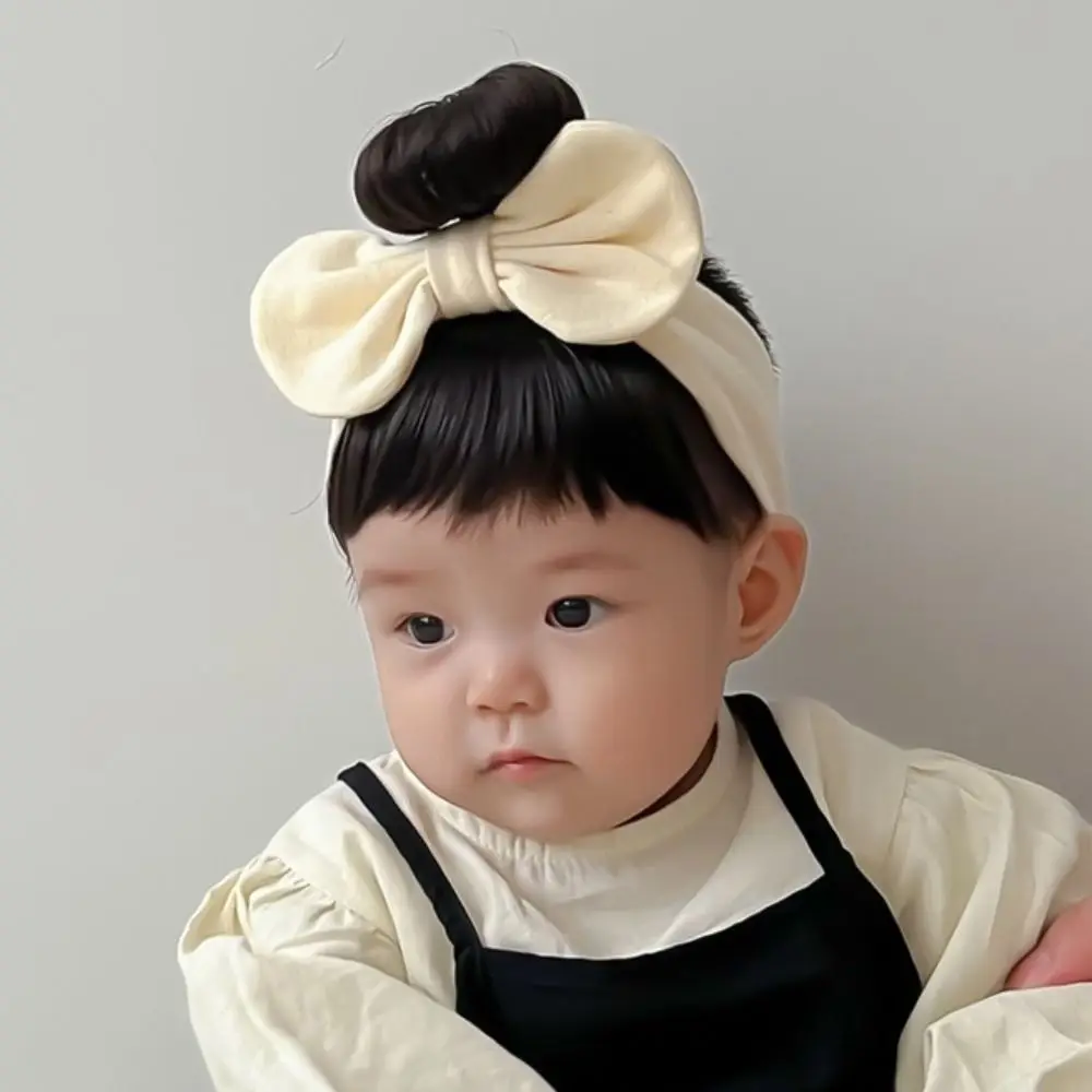 Bebê recém-nascido Bowknot algodão peruca, bonito infantil Hairpiece, Headband respirável, criança acessórios para o cabelo, bandas macias, DIY