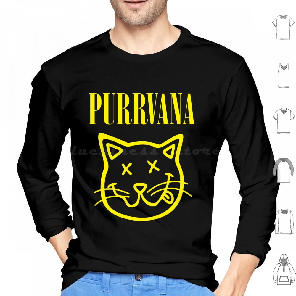 Vintage Nevermind Purrvana Perfect Gift Hoodies Long Sleeve Vintage Nevermind Purrvana Perfect Nírváná Grunge Punk