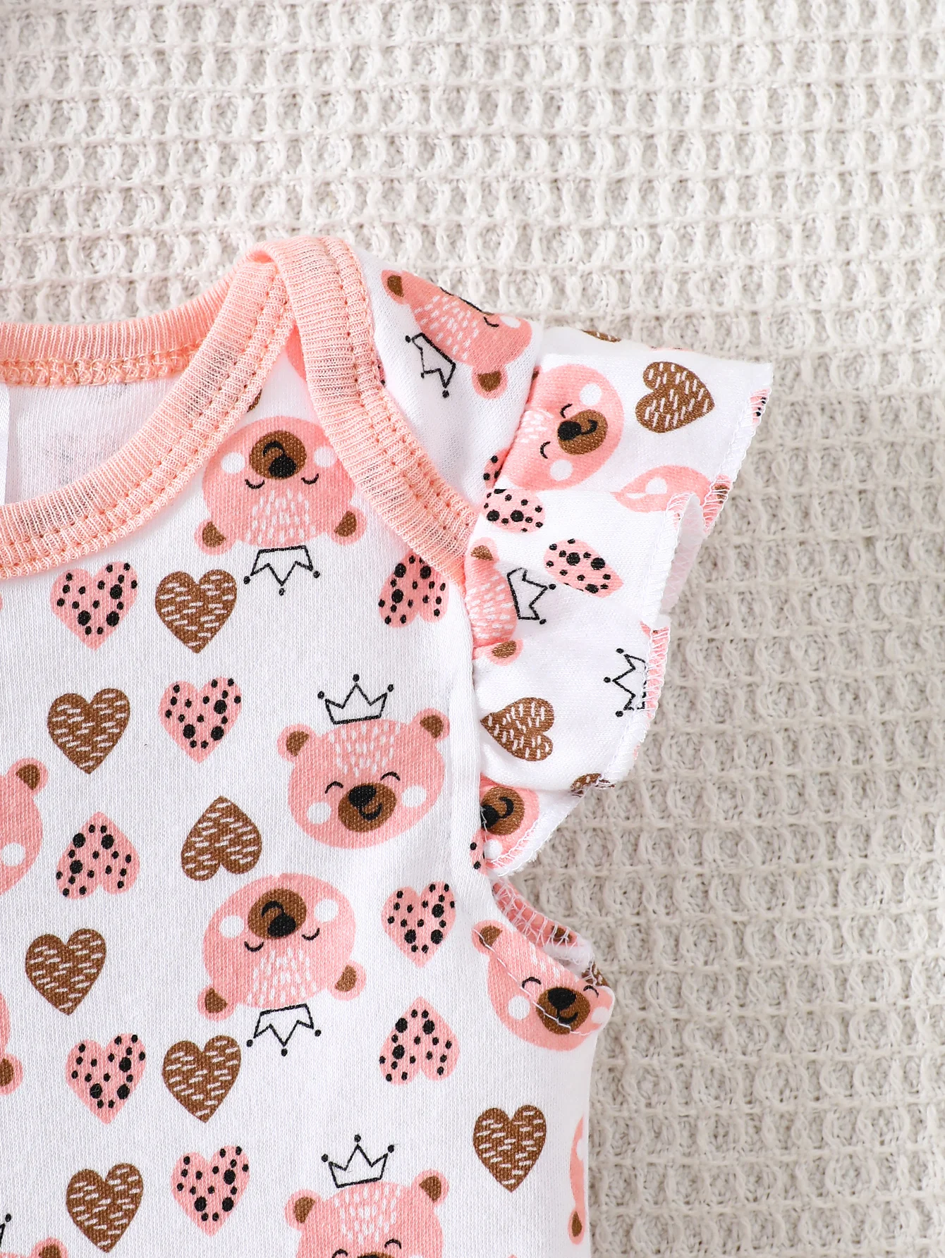 Baby Mädchen 3-teiliges Strampler-Set Sommer Rüschenärmel Ärmelloser Body Neugeborenen Säugling Blumenmuster Jumpsuit Babykleidung – Detail 6
