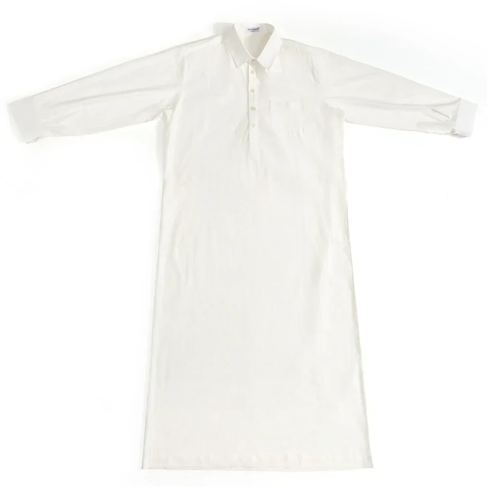 Arabia Saudita Uomo Manica Lunga Jubba Thobe Bottoni Maxi Robe Musulmano Islam Abito Abaya Caftano Abaya Ramadan Abito Daffah Dishdasha