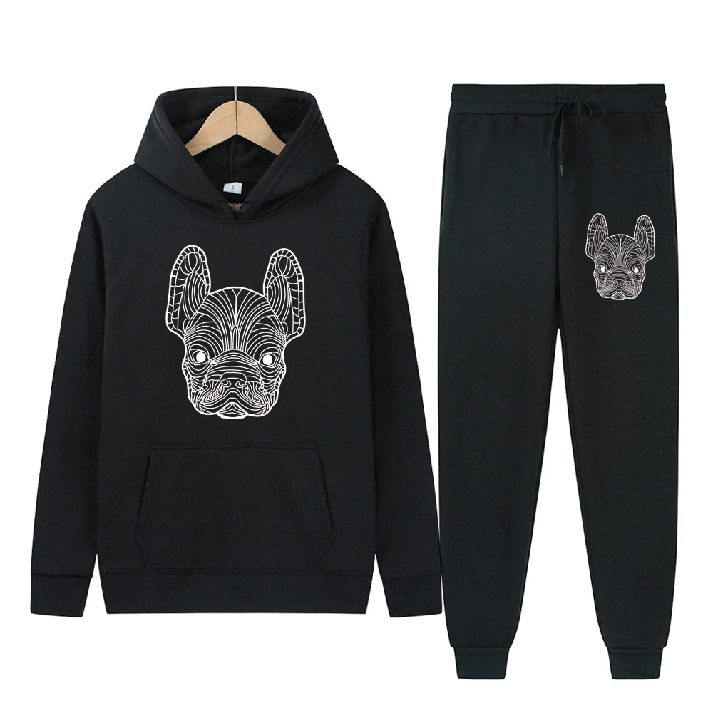 

Men's and women's printed hooded sweatshirts and pants animal paw printed sportswear running autumn and winter casual fashion