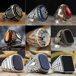 Turkish Men's Ring Vintage Black Zircon Fashion Punk Wind Islamic Religious Muslim Jewelry