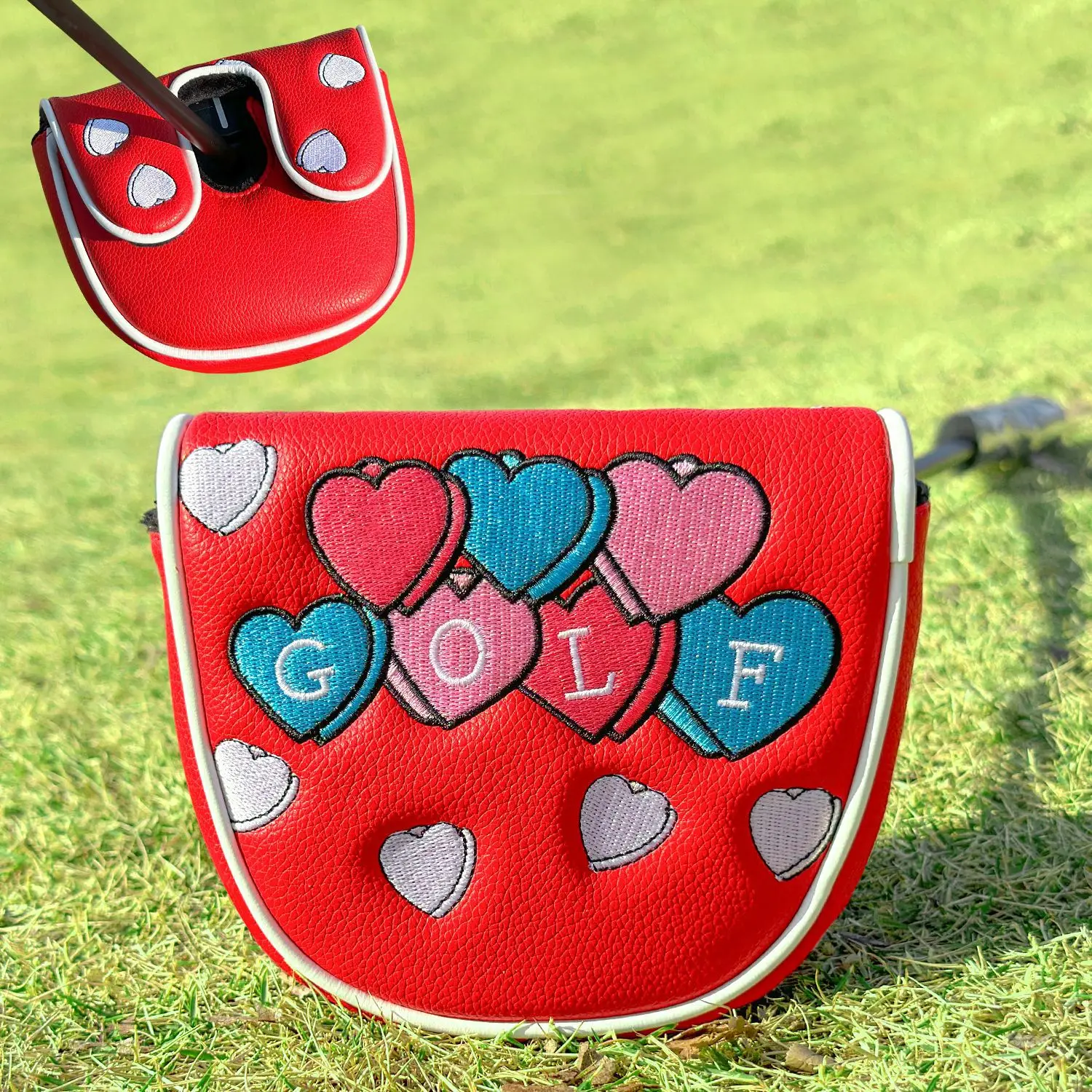 Golf Semi-Circular Putter Head Cover with Double Buckles, Compatible with DF Embroidered PU Putter Protective Covers image 4