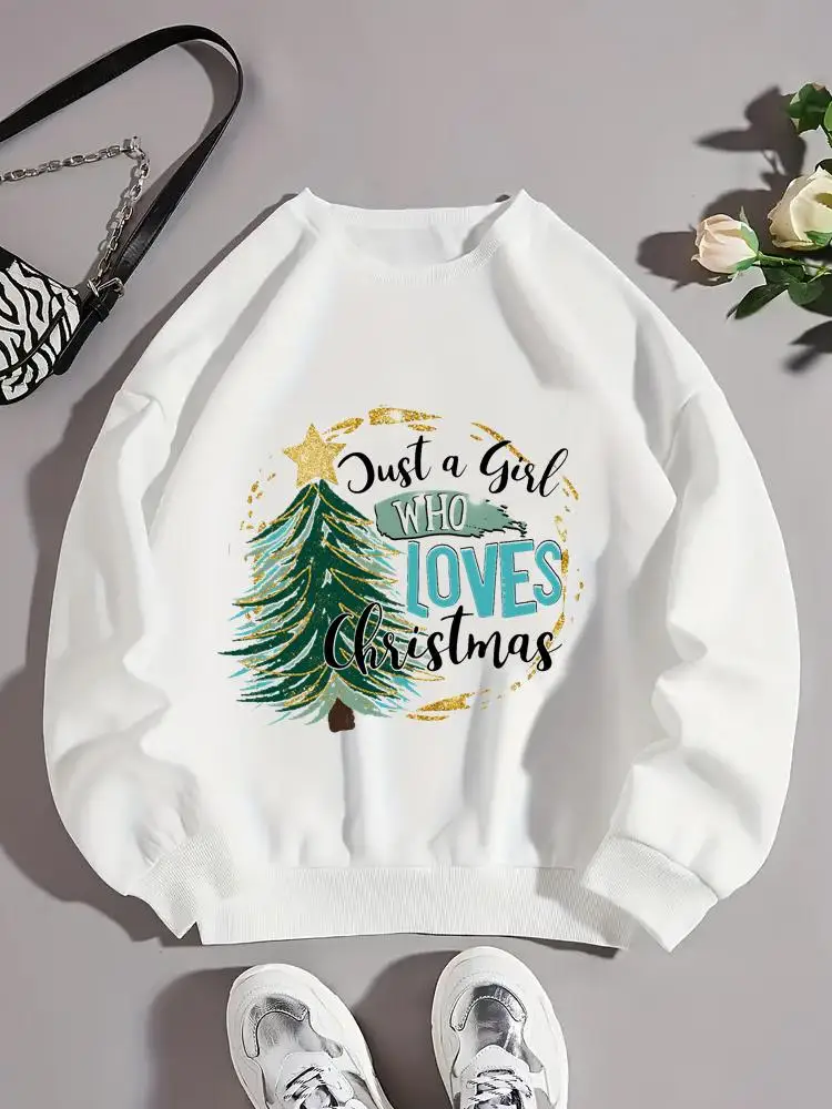 

Tree Letter Trend Style Cute Clothing O-neck Fashion Women Christmas Holiday New Year Pullovers Female Graphic Sweatshirts