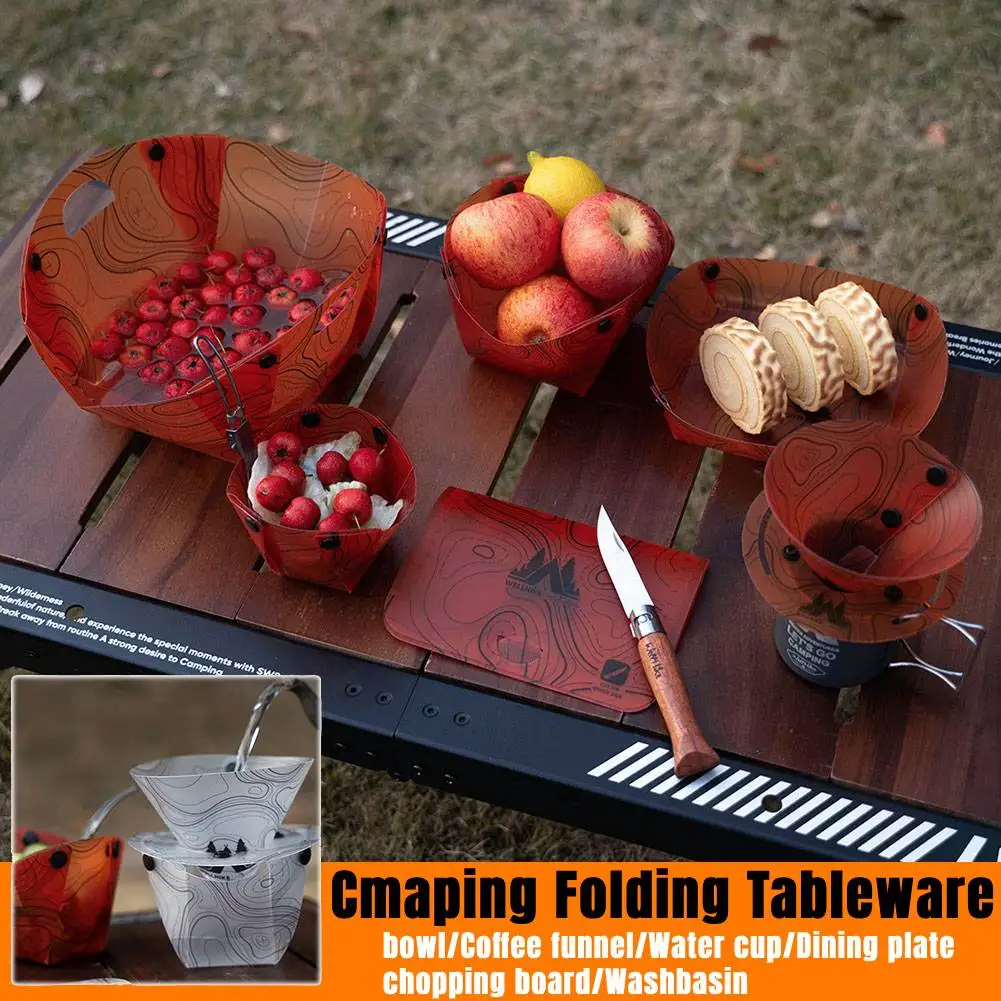 

﻿ Легкая складная посуда для улицы, многоразовая портативная посуда, пластиковая чаша, тарелка, фильтр для чашки, многофункциональная комбинация посуды