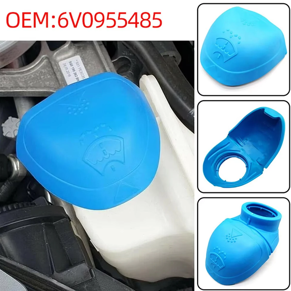 6V0955485 ممسحة زجاج أمامي غسالة خزان السوائل غطاء زجاجة 1 قطعة لشركة فولكس فاجن سكودا 00009670