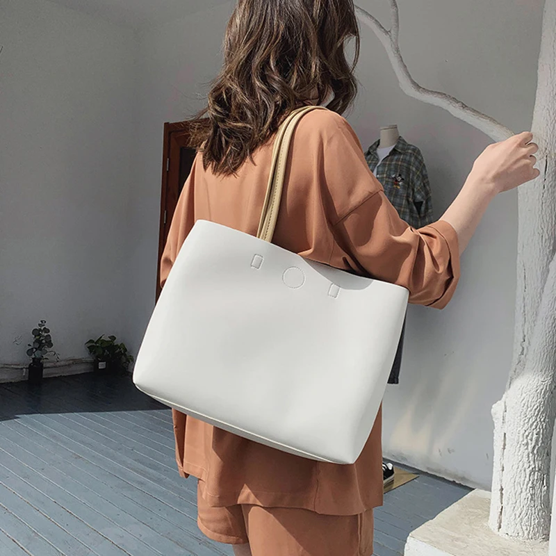 Spring Summer Fashion Simple Handbag For Women Girls Trendy Casual Tote Bag Large Capacity Simple Single Shoulder Underarm Bag