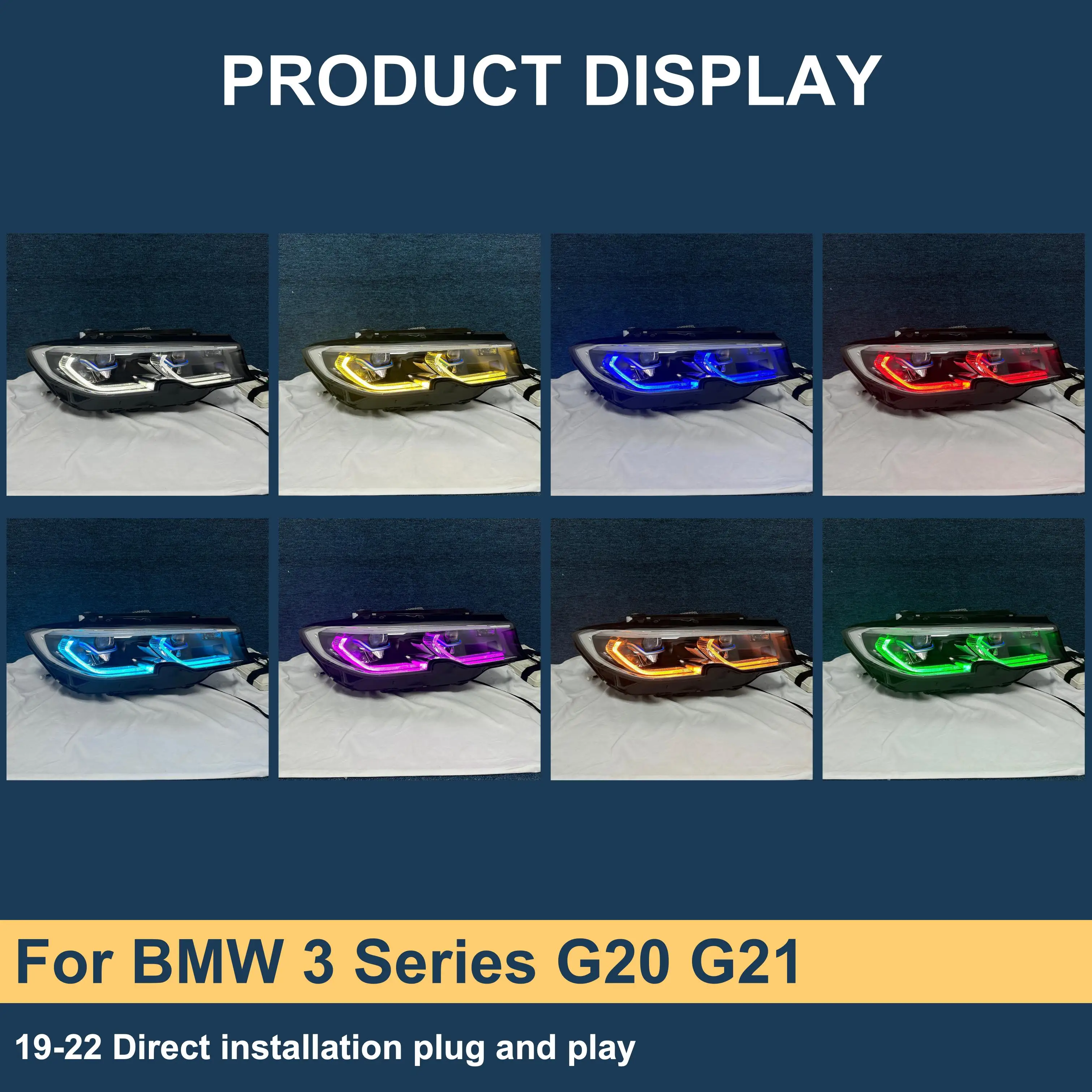 J ONE Accessories For Cars Drl Rgb Colour Control By Phone Headlight For BMW 3 Series G20 G21 2019-2022 Car Headlight