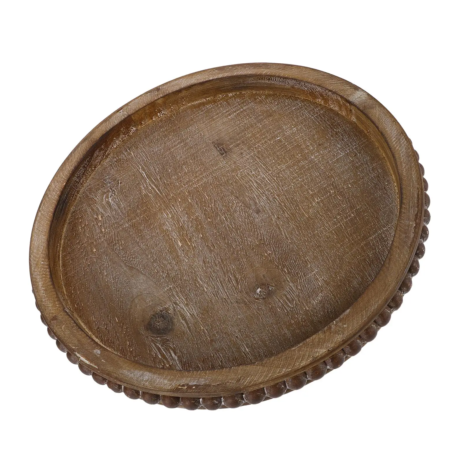 

Wooden Decorative Tray Round Coffee Table Small Beads Brown Cute Serving Kitchen Rustic Display Storage Jewelry Tool Packaging