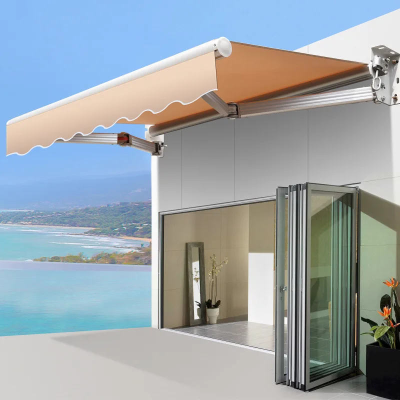 

Awning Telescopic hand-cranked electric folding shrinking awning tarpaulin outdoor windshield balcony awning