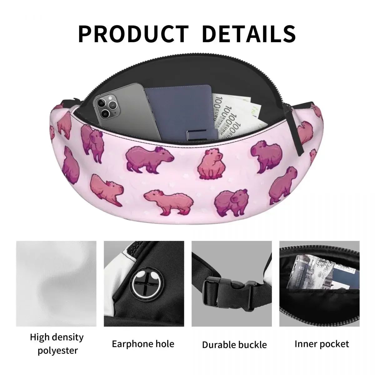 

Capybara Fanny Pack for Travel Hiking Crossbody Waist Bag Phone Money Pouch