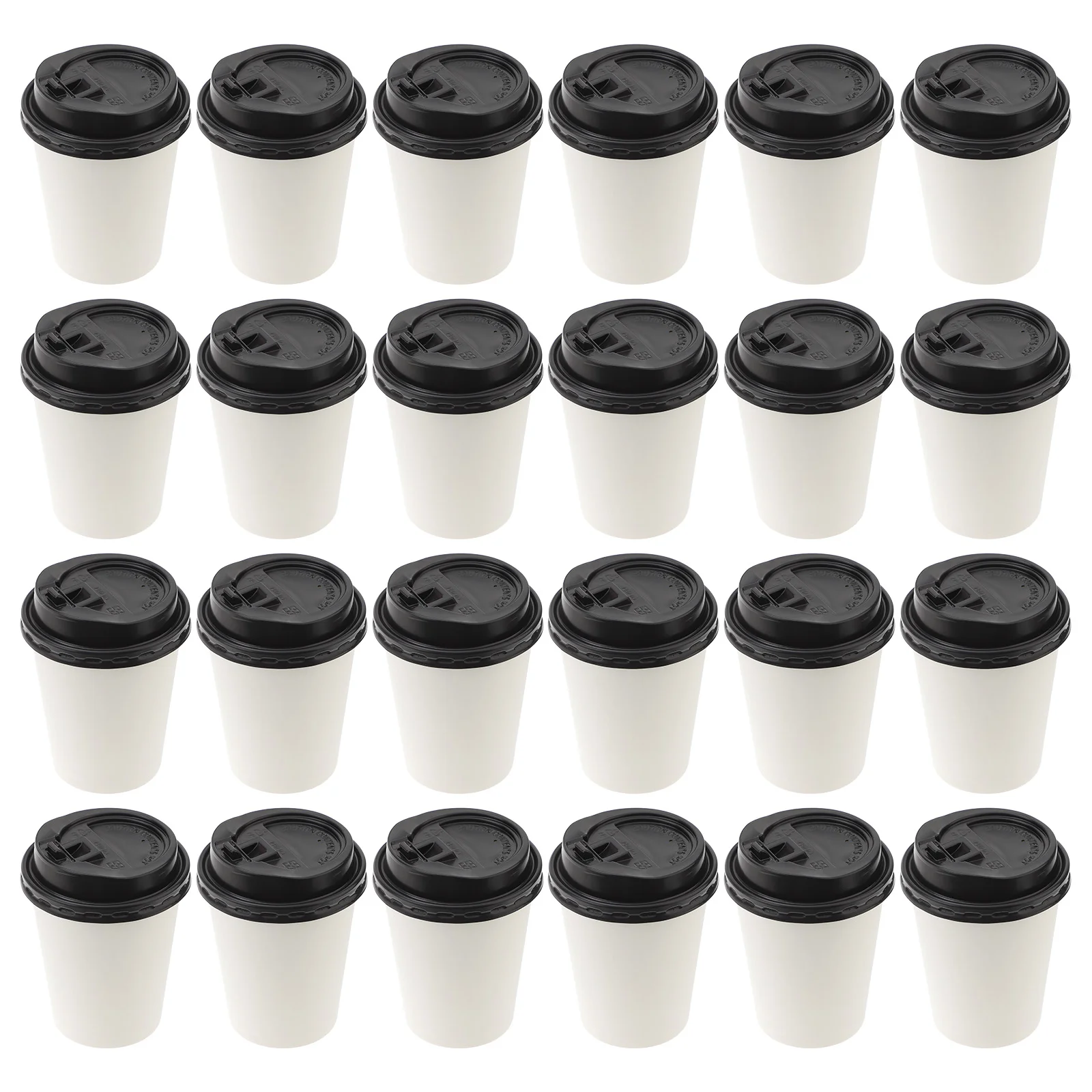 

50 Pcs Coffee Cup Disposable Cups Lids Takeaway Treated Paper Cups Premium Material Heat Insulation Sturdy Lids Firm Seal For