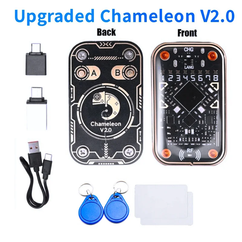 

N82R Chameleon Ultra V2.0 RFID Смарт-чип-эмулятор + 2 брелока MCUID/карта 125 кГц 13,56 МГц Декодирование карт NFC Дубликатор