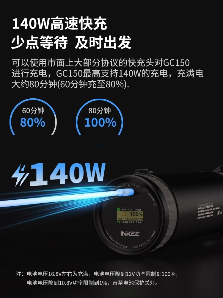 GC150 مصباح يدوي للفيلم والتلفزيون Sanzuwu 150W ثنائي اللون درجة الحرارة فيلم وإضاءة تلفزيون البث المباشر في الهواء الطلق #4