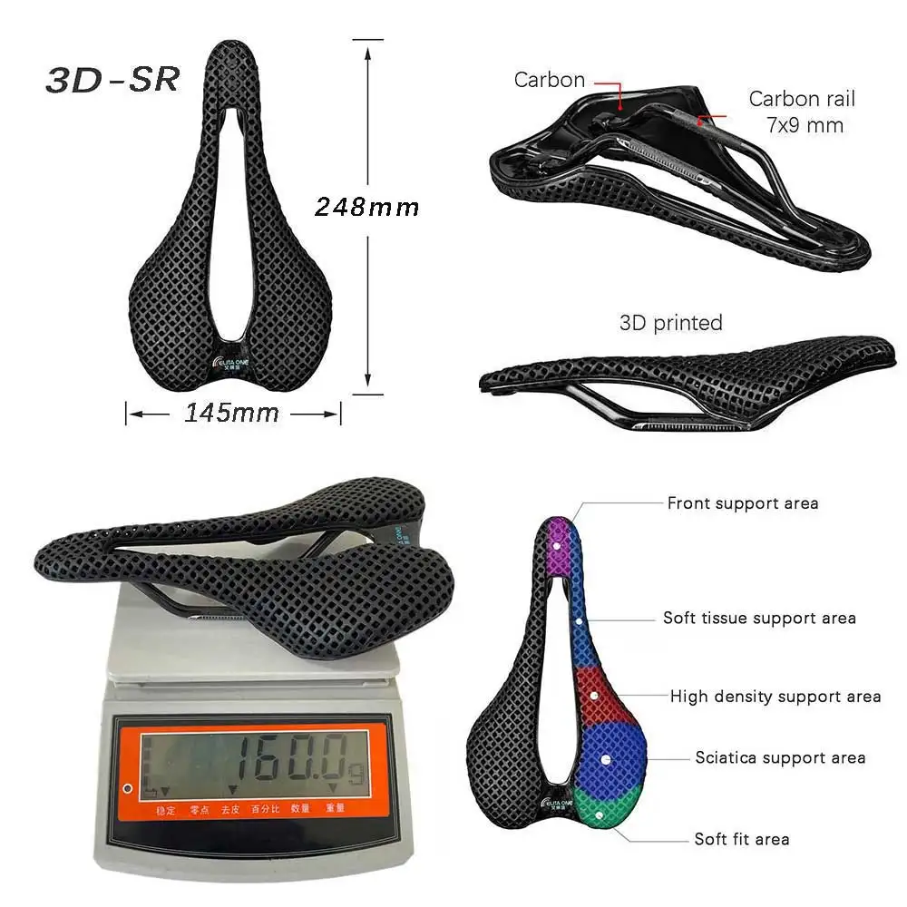 Lead foot 3D Printed Carbon Bicycle Saddle Road/MTB Bike Super Light Racing Saddles Seat Hollow Comfortable Breathable