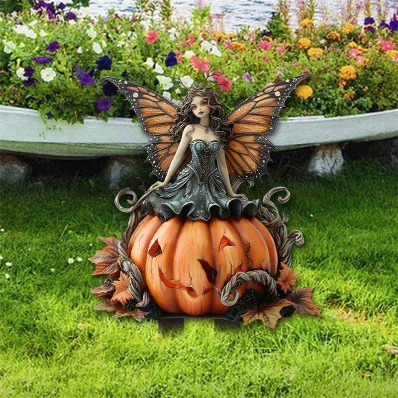 Halloween Garden Decor Supplies Acrylic Pumpkin Fairy Holiday Decoration Outdoor Party Favor