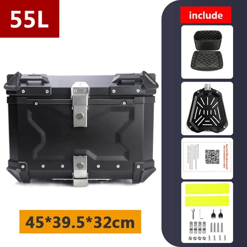

Factory Hot Selling 55L Motorcycle Box Aluminum Rear Trunk Moto Top Case Helmet Lage Storage Tail Box Universal For R1200GS R125
