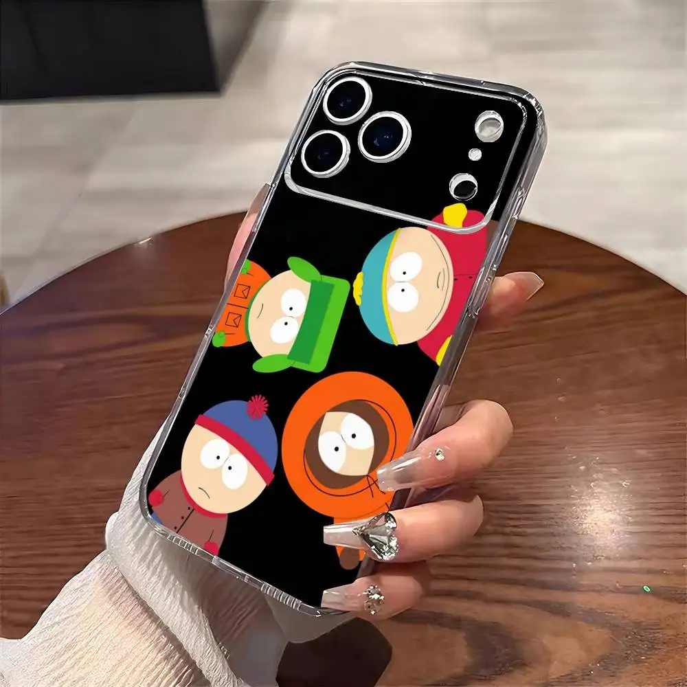 

S-South P-Park Cartoon Phone Case For iPhone 17 16 15 14 13 12 11 Mini Pro Max Plus Transparent Cover