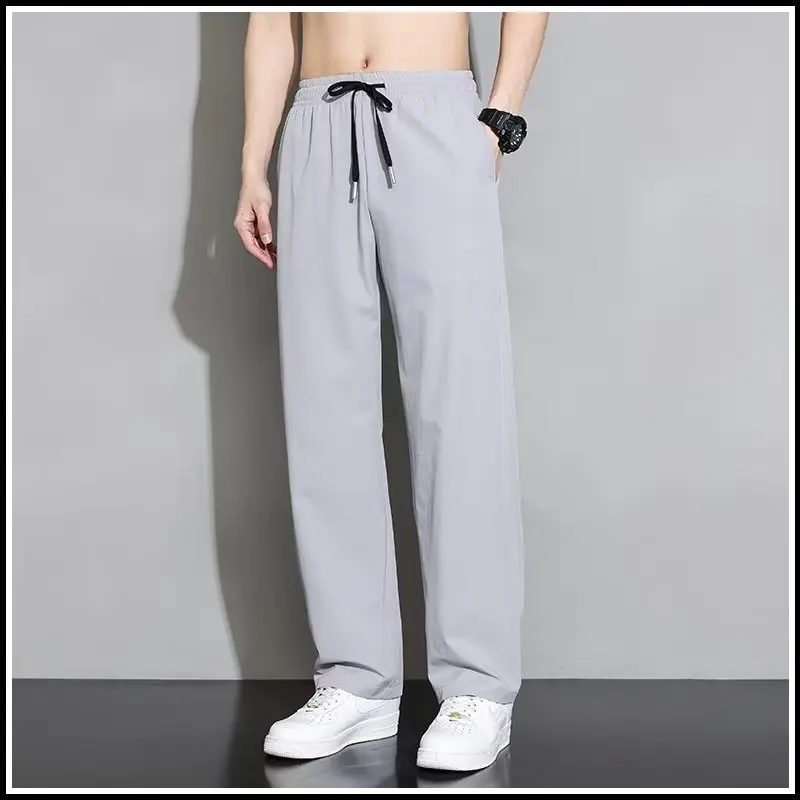

Ice Silk Men's Straight Leg Casual Pants Qui Dry Sport Loose Fit Long Trousers Thin Summer New Arrival JIFANPAUL Brand