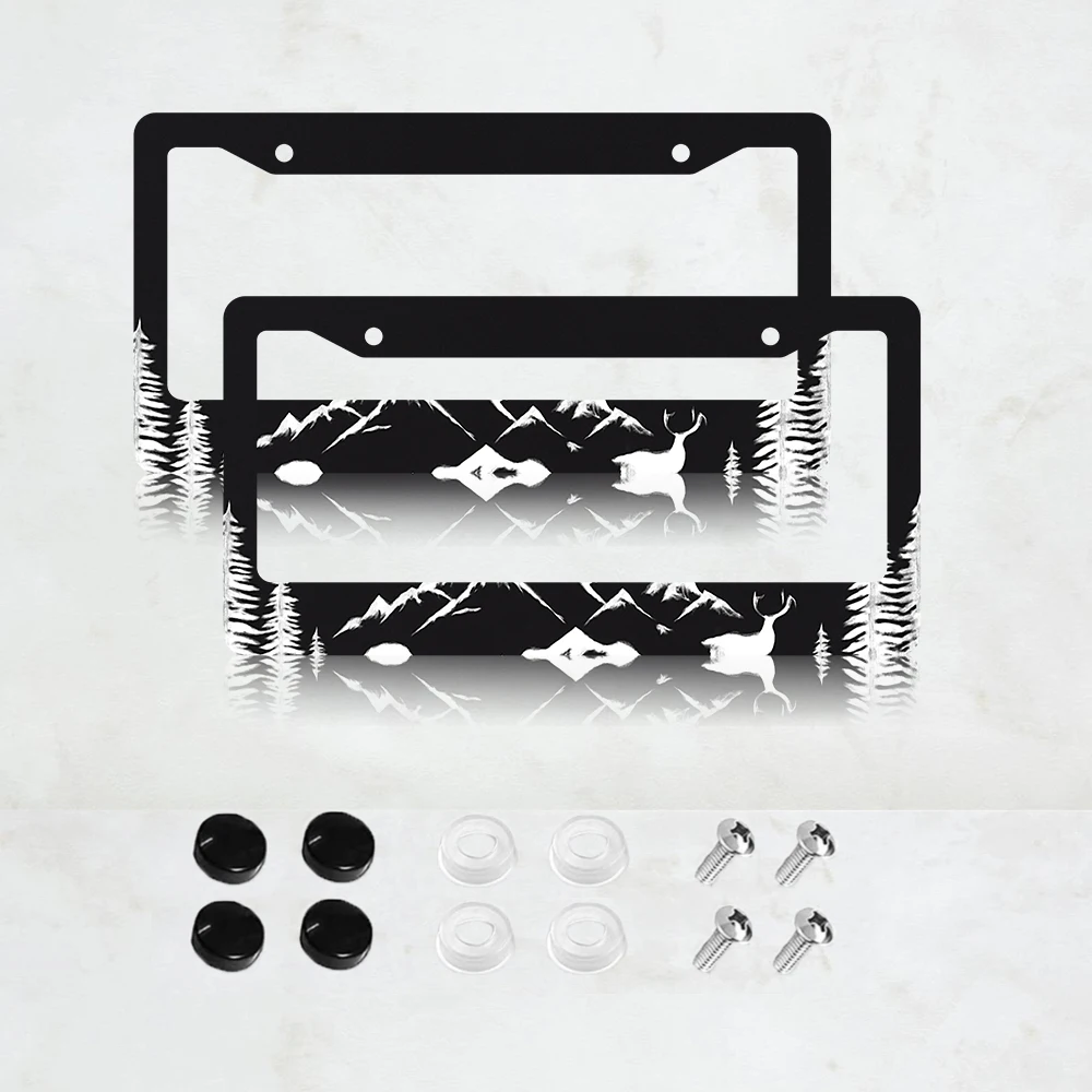 

2PC 2-Hole License Plate Frame, Black Aluminum, 6x12 Inches, with Screws, American Standard Size, Retro Novelty Car Decor