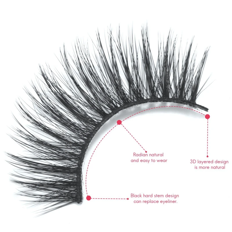Pestañas postizas naturales 3D de fibra química, volumen dramático, extensión de maquillaje, 20 pares