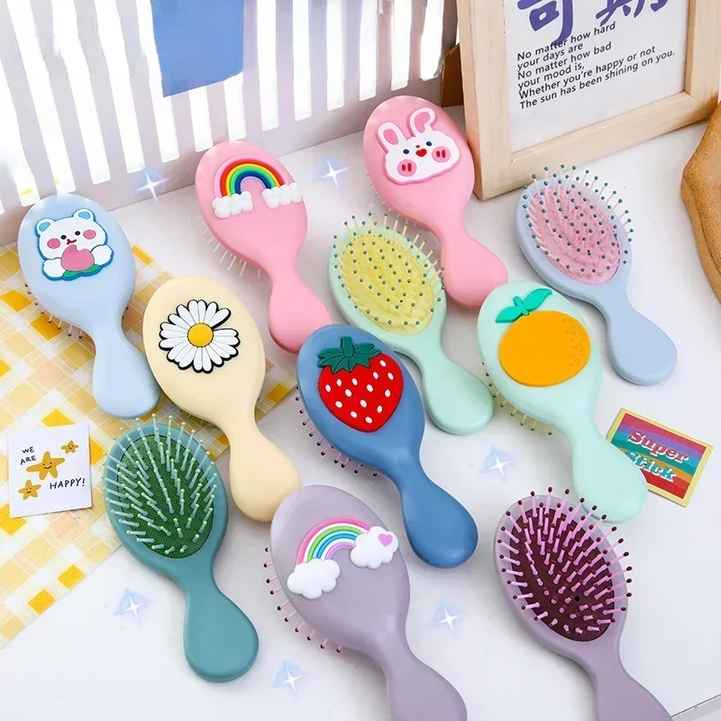 Kids Hair Combs Hair Brushes Child Portable Anti-static Comfortable Head Massage Combs Baby Boys Girls Hair Comb Orange Rainbow