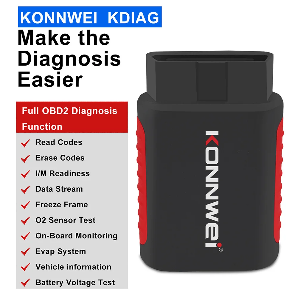 KONNWEi Car OBD2 Scanner KDIAG Bluetooth Connection EPB/DPF/OiL/BMS Reset Function Fault Code View Car OBD Diagnostic Tool