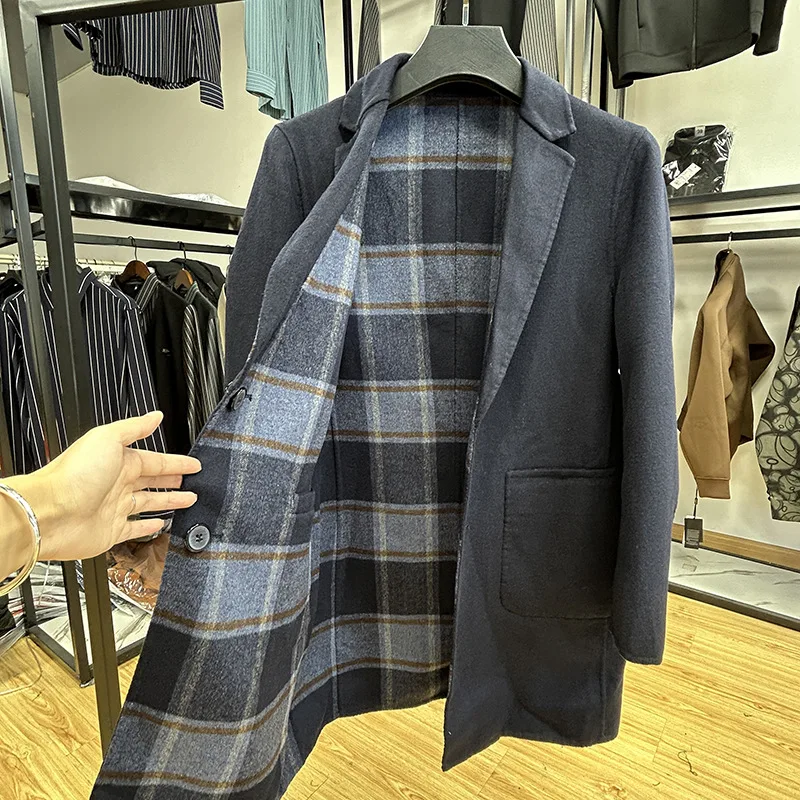 

Мужской двусторонний костюм для делового костюма, шерстяное пальто, длинное пальто на заказ, длинное пальто Faion Urban Sle, китайское длинное пальто