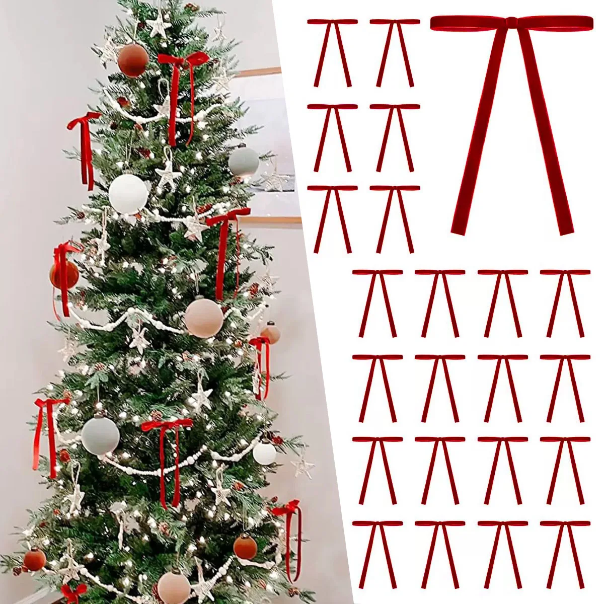 12 Pcs Velvet Bow Tie Christmas Tree Decorative Craft Gifts Bag Packaging Knot Home Decoration Pendant DIY Accessories Ornaments