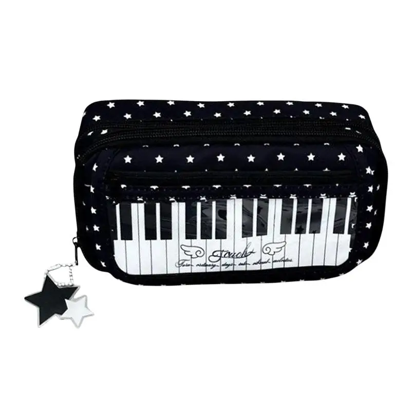 Stiftetui „Stars Piano Keys Ita“ mit großem Fassungsvermögen und transparentem Sichtfenster für Schüler, zur Aufbewahrung von Schulmaterial. – Detail 5
