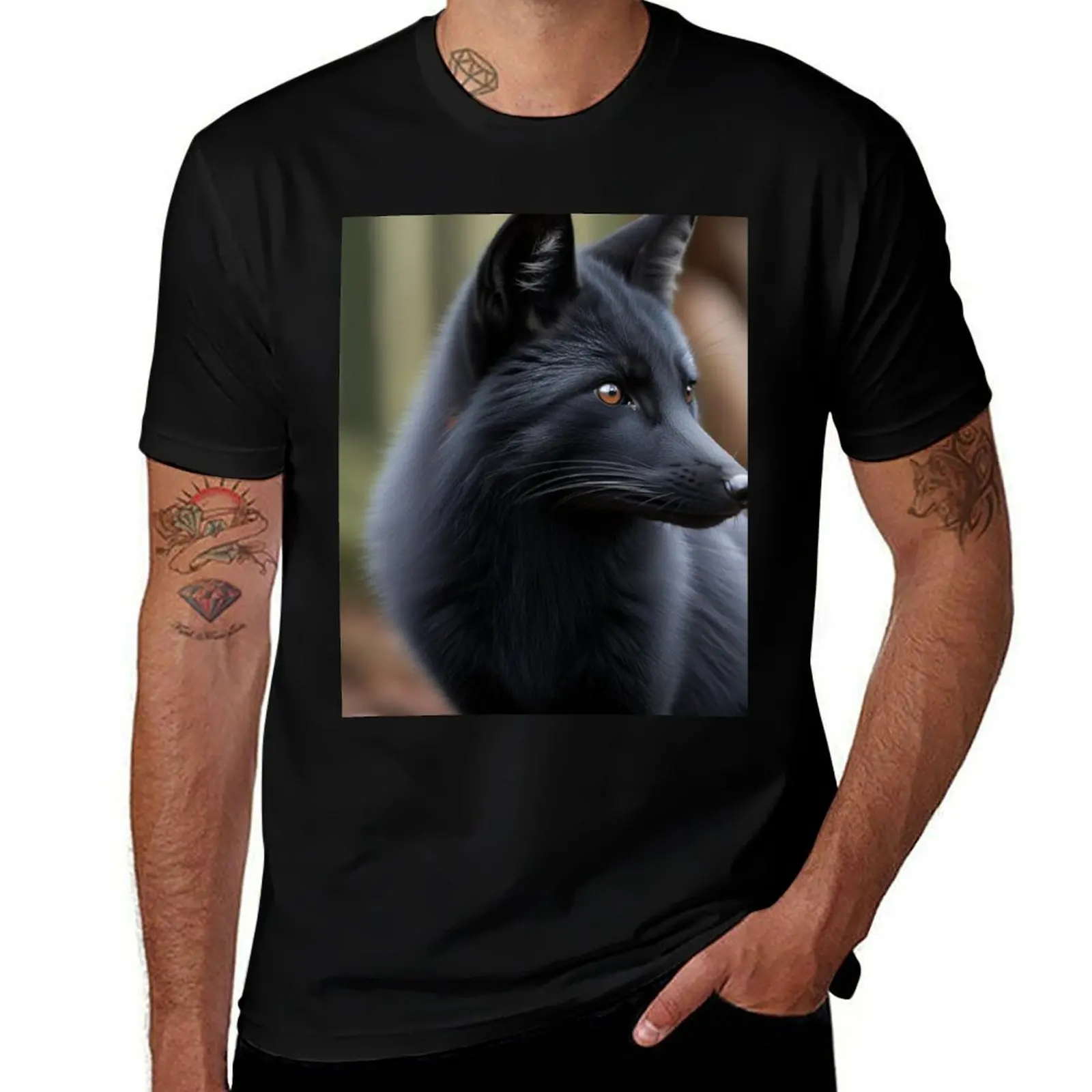 

black fox T-Shirt football t shirt korean fashion anime shirt clothes for men