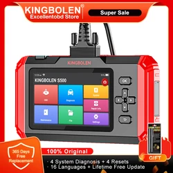 KINGBOLEN-herramienta de diagnóstico de coche S500, 4 sistemas, actualización gratuita de por vida, 4 reajustes de freno de aceite, SAS, ETS, OBD2, escáner ABS, SRS, ECM, TCM