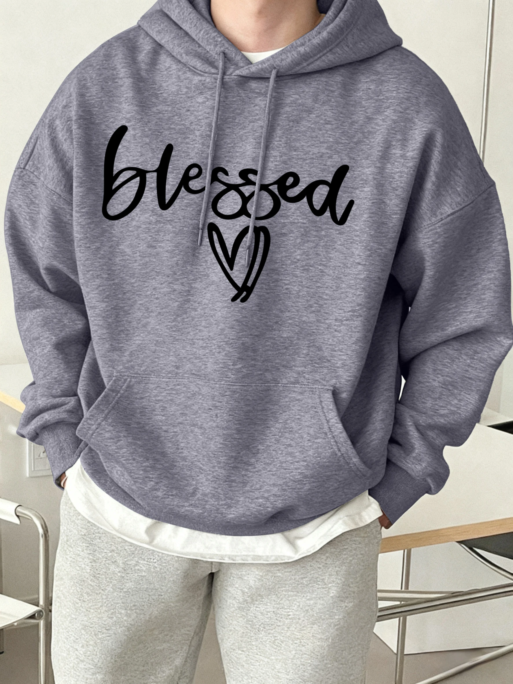 Sincere Blessings To You Prints Pullovers Men Street Fleece Sweatshirts Hipster Autumn Clothes Hip Hop Loose Unisex Retro Hoodie