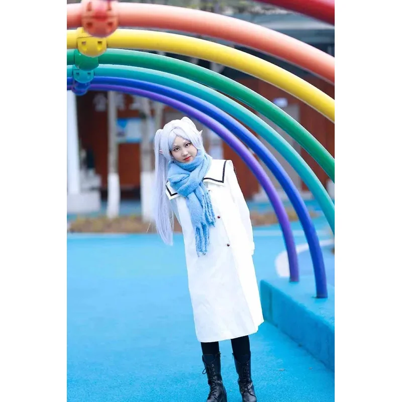 Frieren Cosplay Costume Anime Frieren Beyond Journey's End Dress Wig Sweater Coat Elf Ears Women Adult Carnival Party Mage Suit