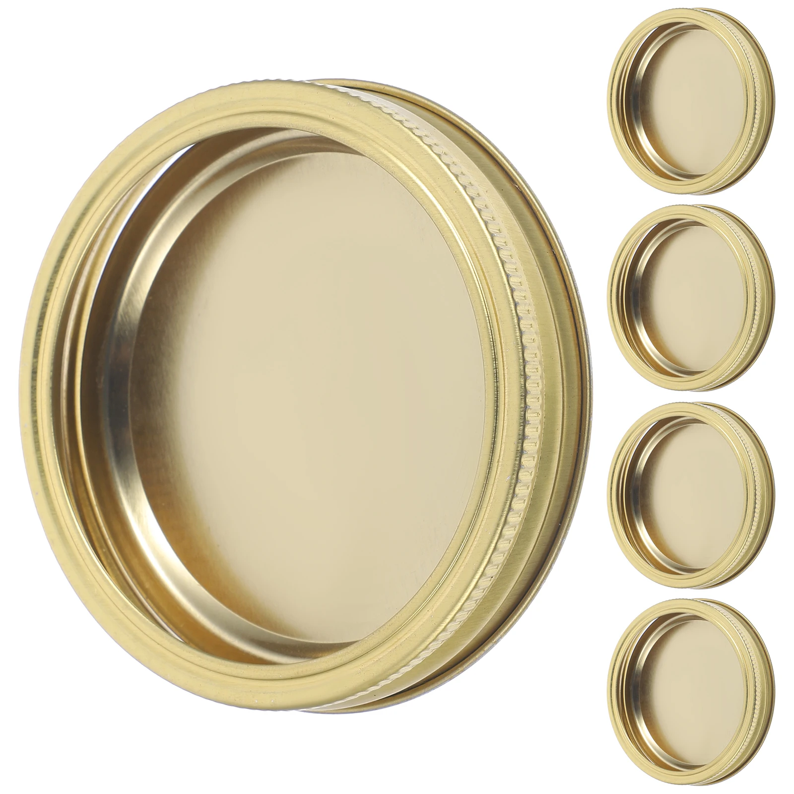 

5 Sets Metal Canning Jar Lids Leakproof Airtight Tinplate Jar Caps Reusable Wide Mouth Storage Lids Fresh for Food