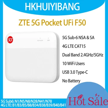 잠금 해제된 ZTE 5G 포켓 UFi F50 미니 WiFi 라우터 듀얼 밴드 1.6Gbps USB 3.0 Type-C 4G LTE Cat15 SA/NSA 5G 모바일 휴대용 핫스팟