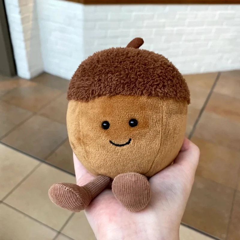 Porte-clés en peluche Acorn Cartoon pour enfants, jouet en peluche doux, pendentif au beurre, anneau de clé de voiture, décor de sac à dos, cadeau mignon