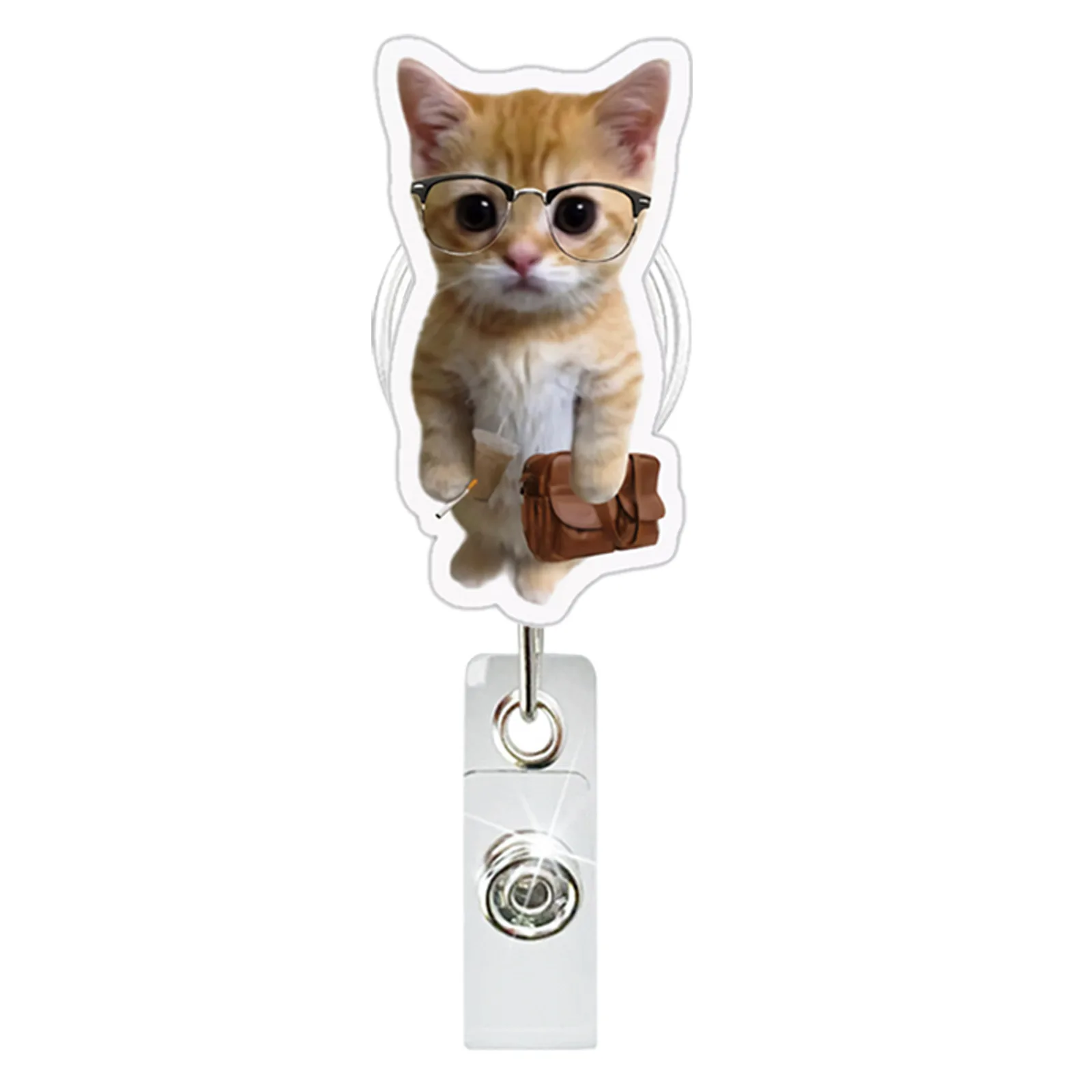 Funny Cat Expression Retractable Badge Holder Reel