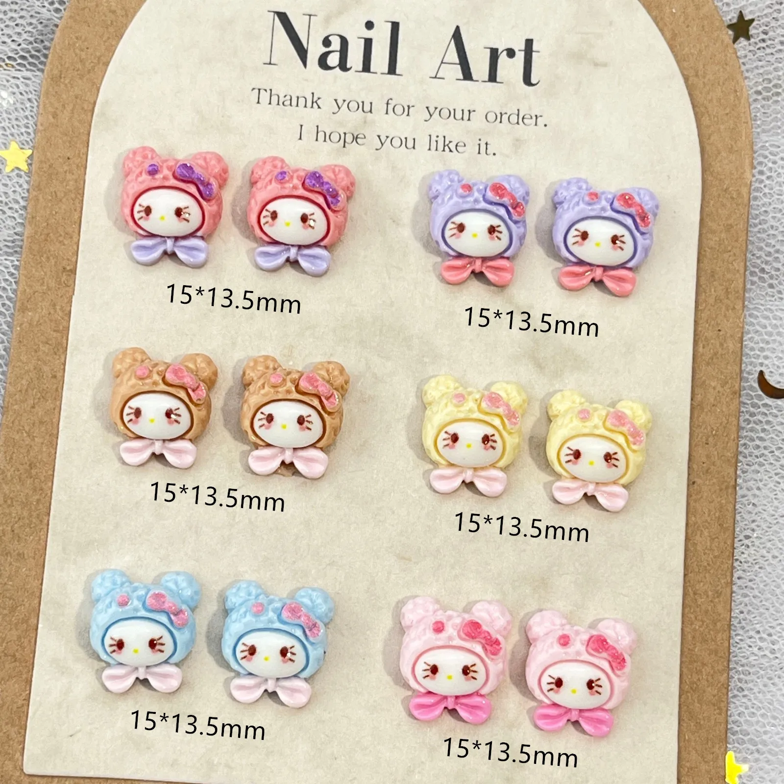 20Pcs New Cute DIY Hello Kitty A holiday gift designed specifically for girls Resin Accessories Nail Charm