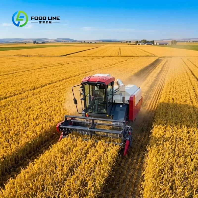 Customized Grain Harvester 5670*2560*2950mm Rubber Crawler Full Feeding Combine Harvester With Cab Engine Gearbox