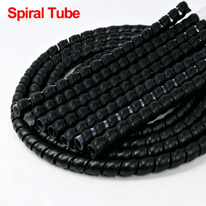 1~10m Spiral Wrap Cable Management Tube Black 8mm - 35mm Cable Protector Line Protection Sleeve Wire Organizer