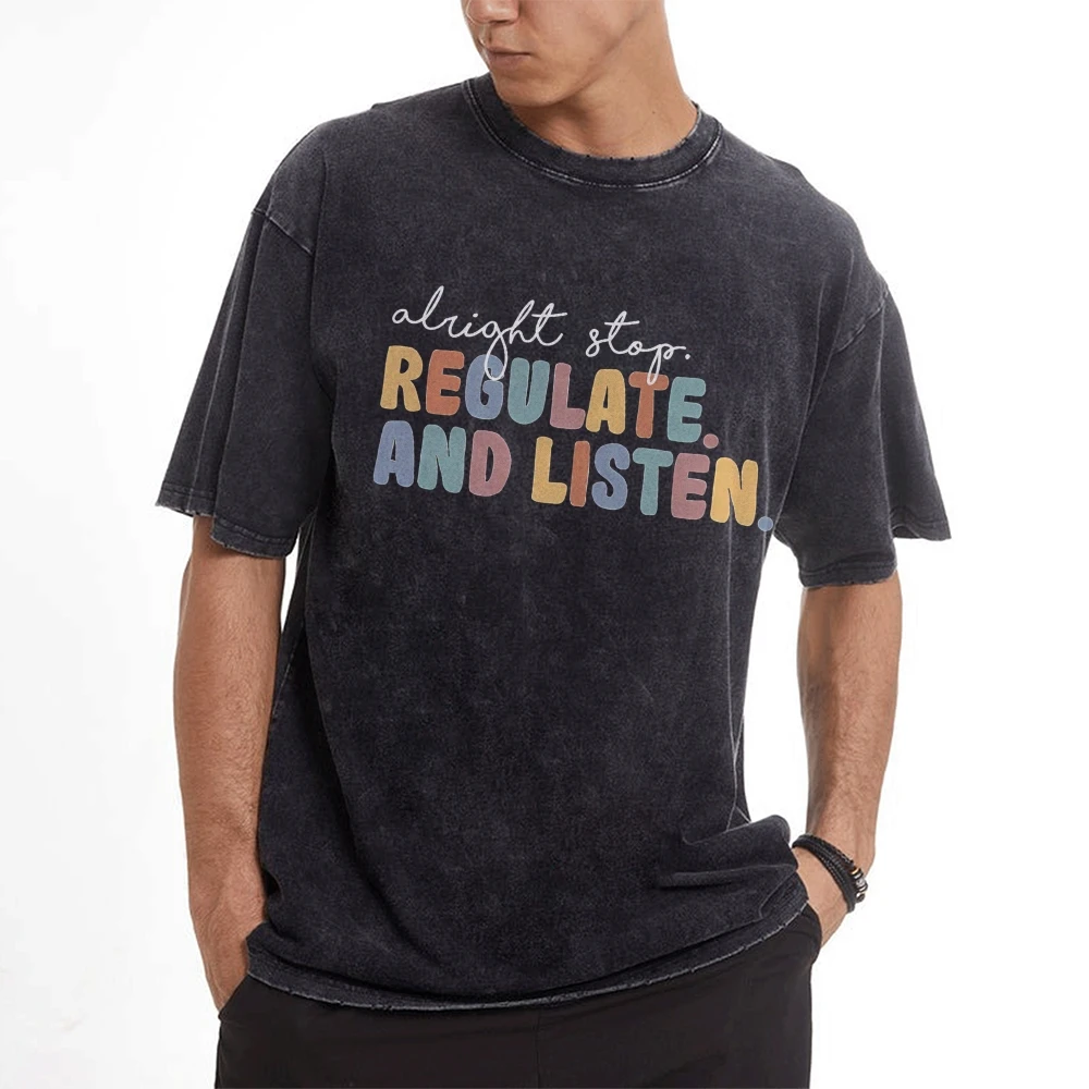 Alright Stop Regulate and Listen Shirt, Counselor Shirt, Sensory Regulation, OT Shirt, School Psychologist, Coping Skills Shirt