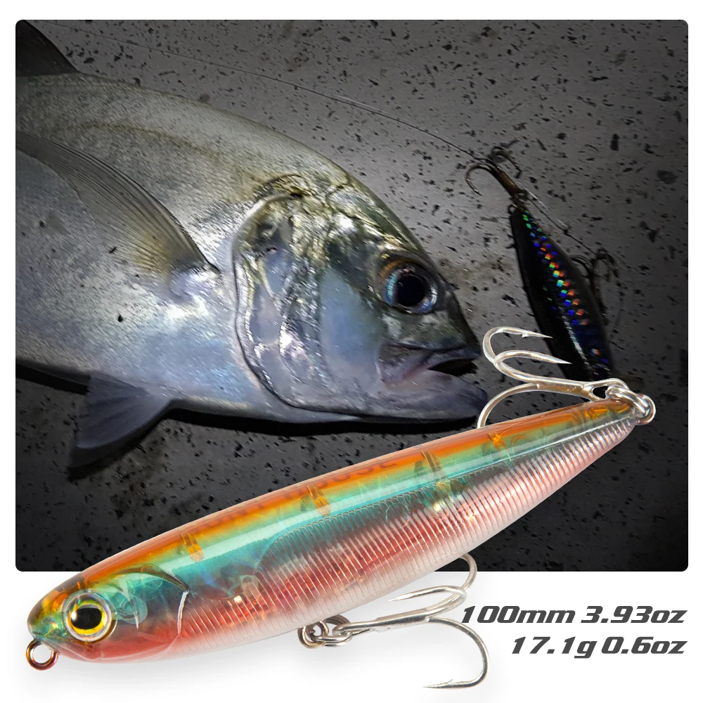 

Hunthouse Floating Topwater Pencil Fishing Lure Hard Bait Surface WTD Wobblers Trolling 100mm 17.1g Saltwater For Bass Tackle