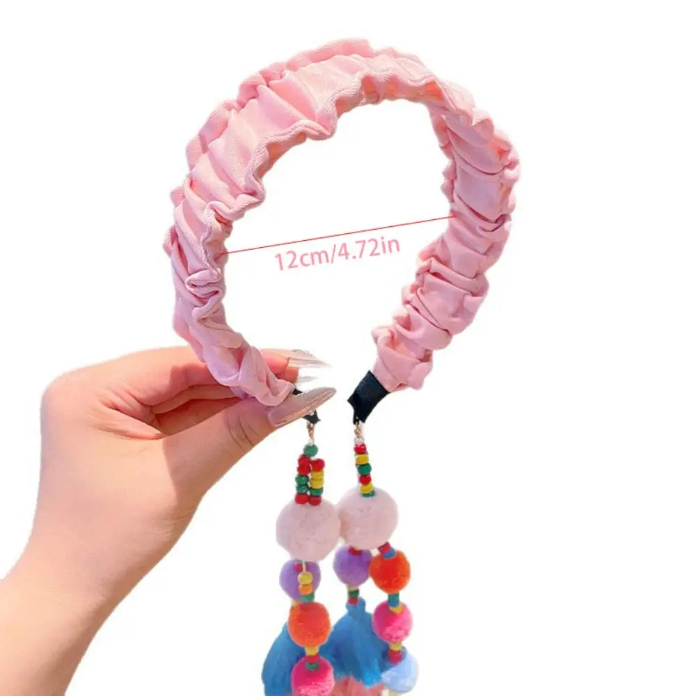 Retro Exotic Ethnic Style Headband Retro Cloth Tassels Hairdband Hair Ball Headwear Bohemian Headbands Festival Head Jewelry